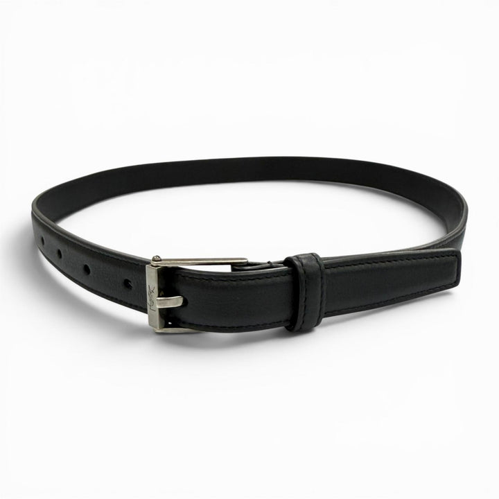 Excellent SAINT LAURENT belt Narrow belt Dark marks processing leather 479388
