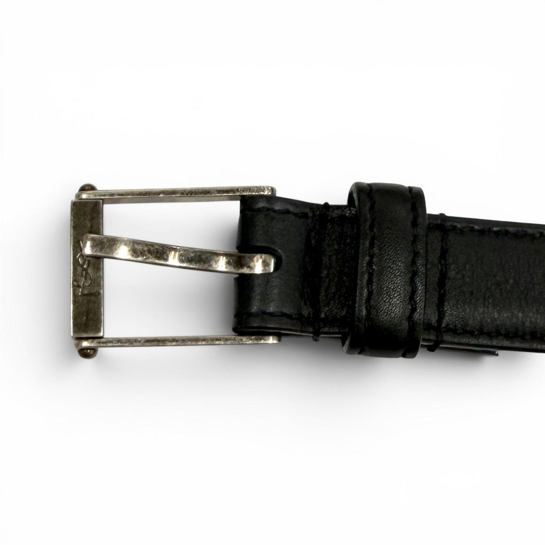 Excellent SAINT LAURENT belt Narrow belt Dark marks processing leather 479388