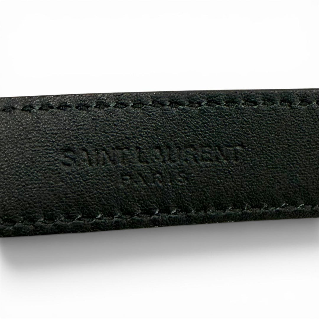 Excellent SAINT LAURENT belt Narrow belt Dark marks processing leather 479388