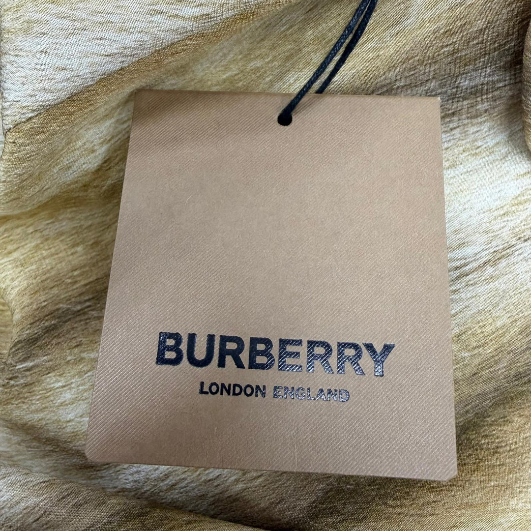 Pristine BURBERRY one piece Graphic dress Brown silk Women 36 8046737