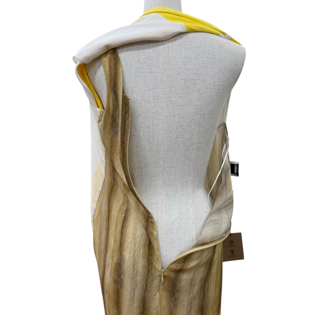Pristine BURBERRY one piece Graphic dress Brown silk Women 36 8046737