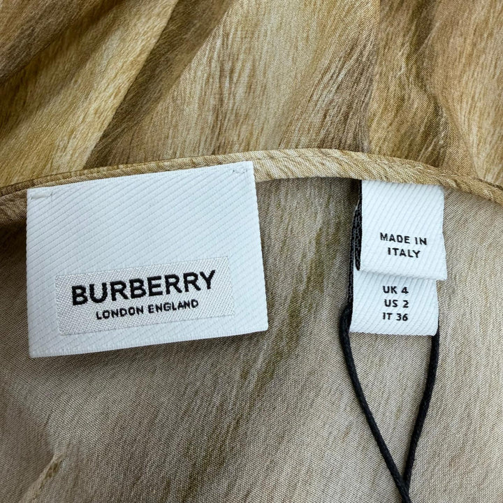 Pristine BURBERRY one piece Graphic dress Brown silk Women 36 8046737