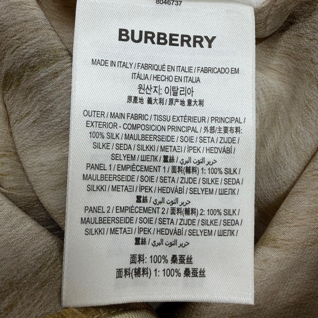 Pristine BURBERRY one piece Graphic dress Brown silk Women 36 8046737