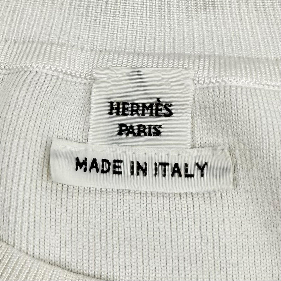 Excellent HERMES tops Coaching Crew Neck Long Sleeve T-Shirt silk 38 5E2657DD