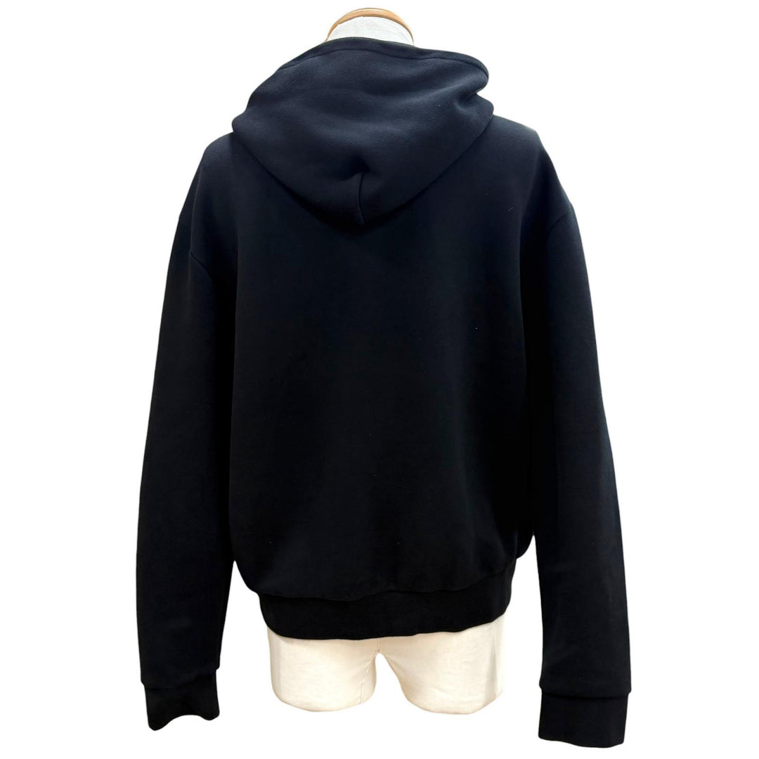 Great LOUIS VUITTON hoodie Embroidered Zip Jersey Hoodie black cotton mens M