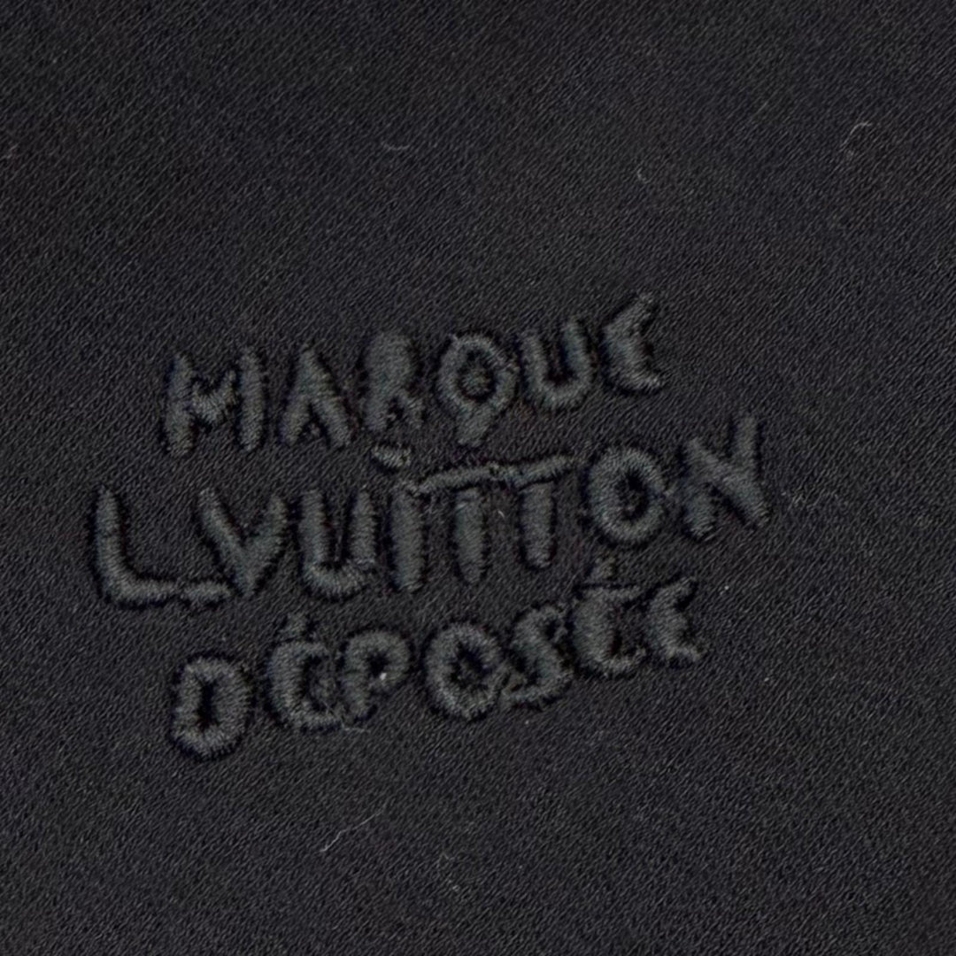 Great LOUIS VUITTON hoodie Embroidered Zip Jersey Hoodie black cotton mens M