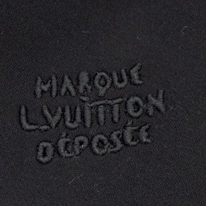 Great LOUIS VUITTON hoodie Embroidered Zip Jersey Hoodie black cotton mens M