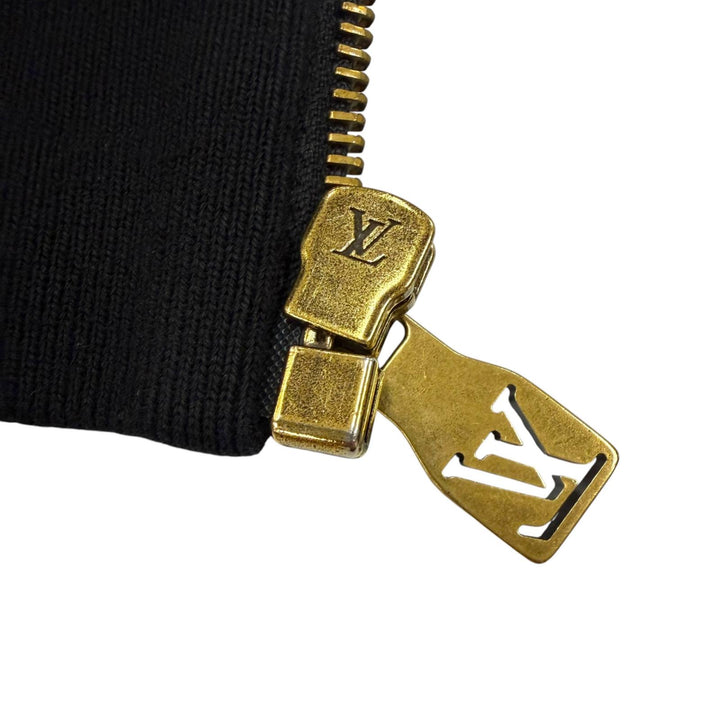Great LOUIS VUITTON hoodie Embroidered Zip Jersey Hoodie black cotton mens M
