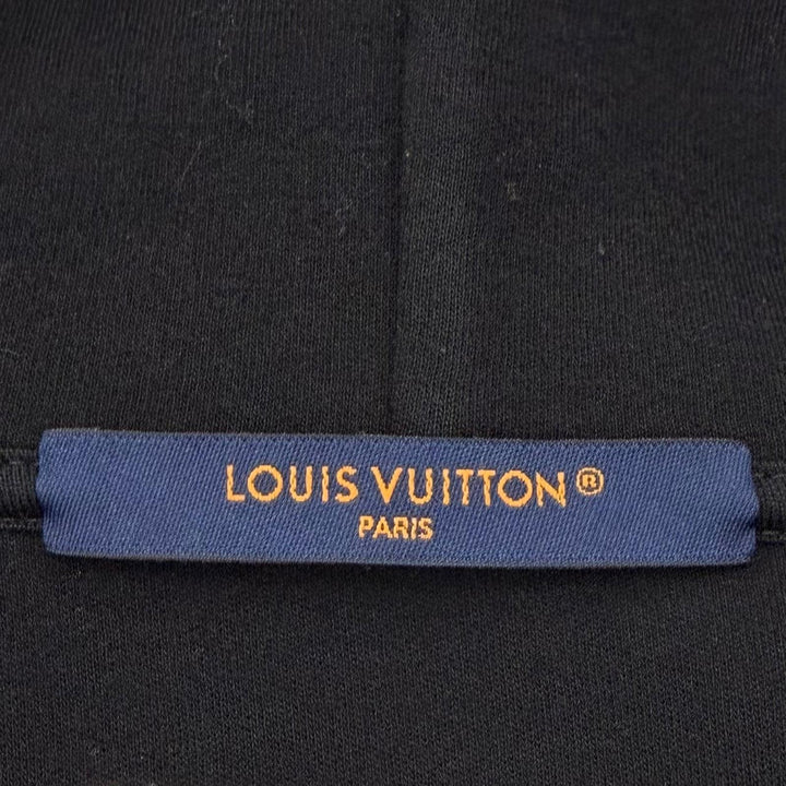 Great LOUIS VUITTON hoodie Embroidered Zip Jersey Hoodie black cotton mens M
