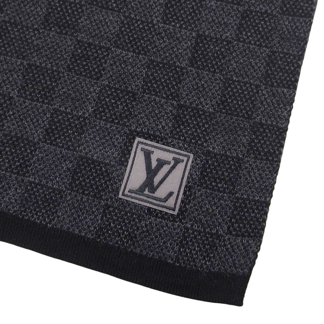 Excellent LOUIS VUITTON Scarf Escalp Petit Damier Graphite wool mens M70028