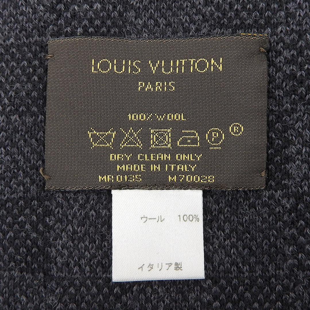 Excellent LOUIS VUITTON Scarf Escalp Petit Damier Graphite wool mens M70028