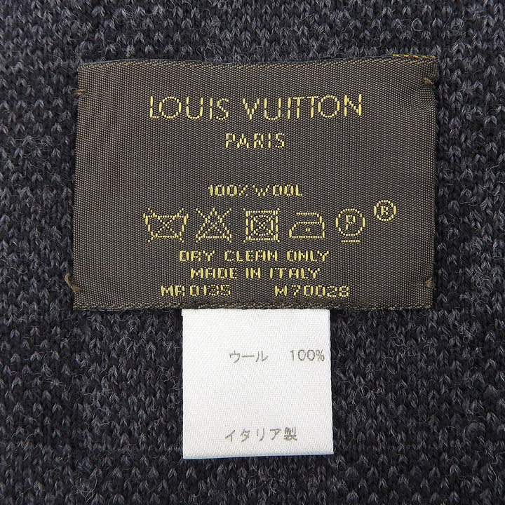 Excellent LOUIS VUITTON Scarf Escalp Petit Damier Graphite wool mens M70028