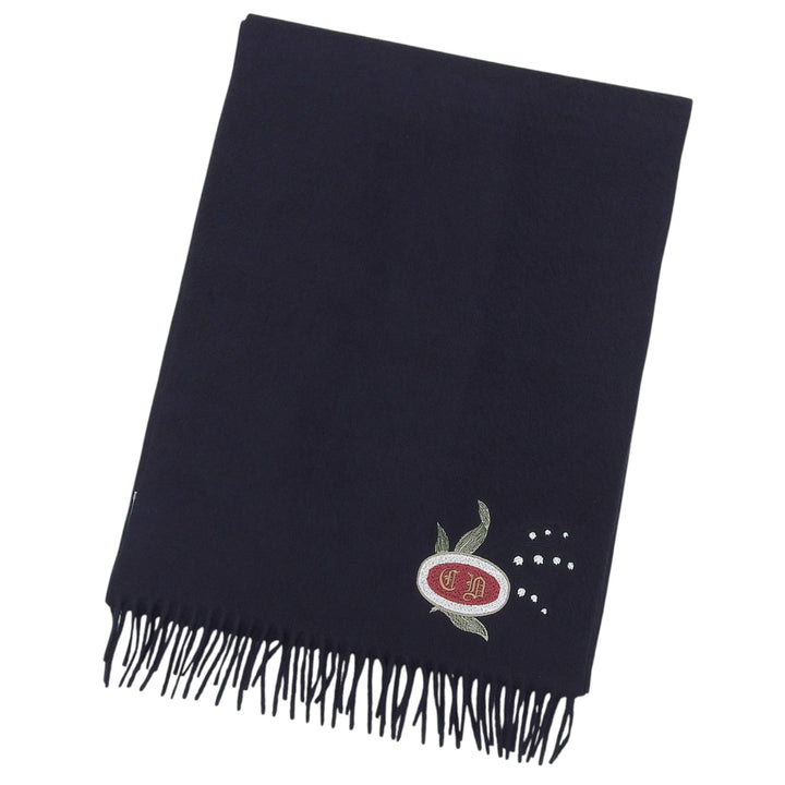 Pristine DIOR Scarf CD logo embroidery with fringe cashmere 24E003A0740