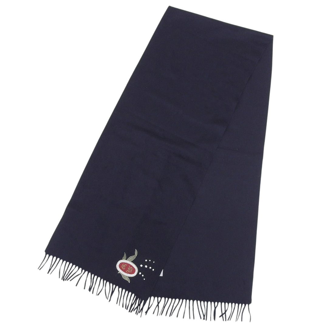 Pristine DIOR Scarf CD logo embroidery with fringe cashmere 24E003A0740