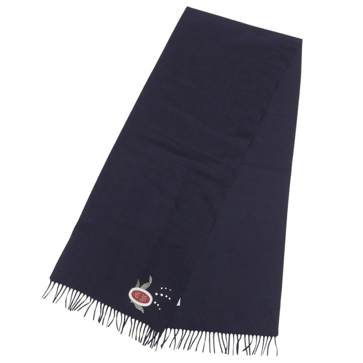 Pristine DIOR Scarf CD logo embroidery with fringe cashmere 24E003A0740