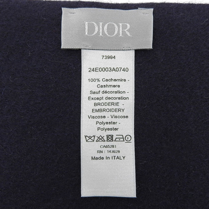 Pristine DIOR Scarf CD logo embroidery with fringe cashmere 24E003A0740