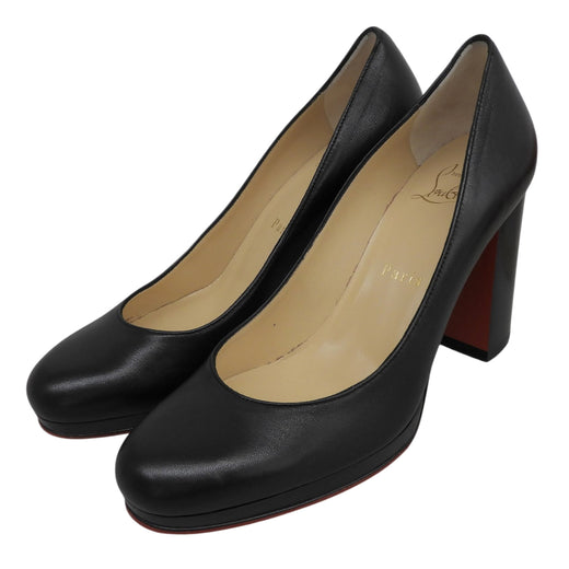 Excellent Christian Louboutin pumps Chunky heel black leather Women 36