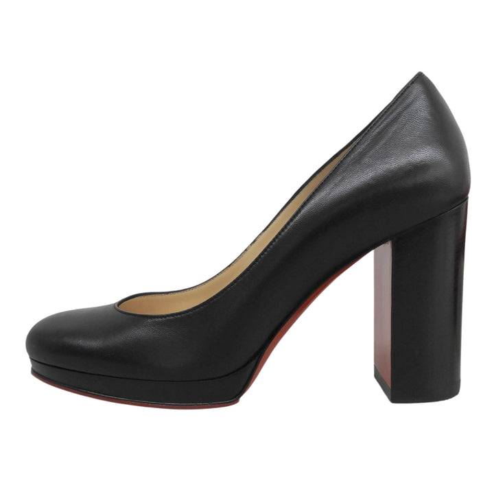 Excellent Christian Louboutin pumps Chunky heel black leather Women 36