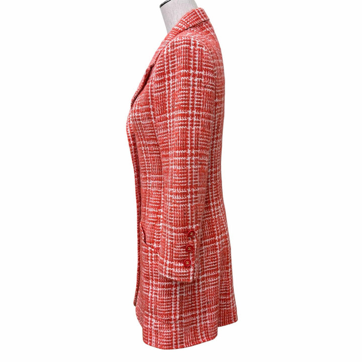 Excellent CHANEL coat COCO Mark Button Tweed Red series wool Women 36 97P P07620