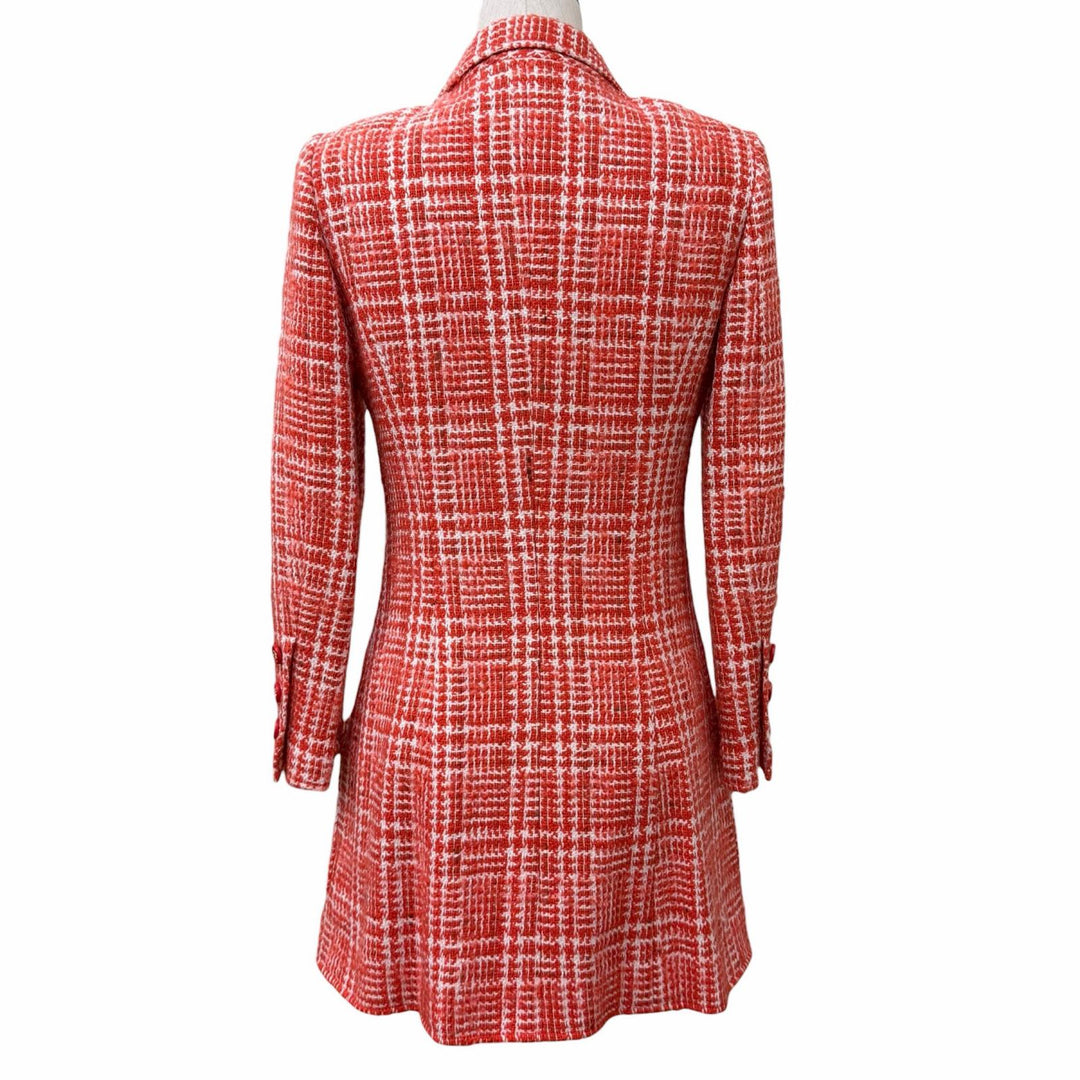 Excellent CHANEL coat COCO Mark Button Tweed Red series wool Women 36 97P P07620