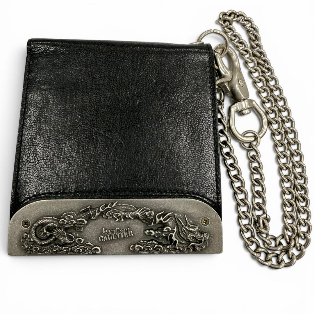 Excellent JEAN-PAUL GAULTIER Bifold Wallet black leather mens