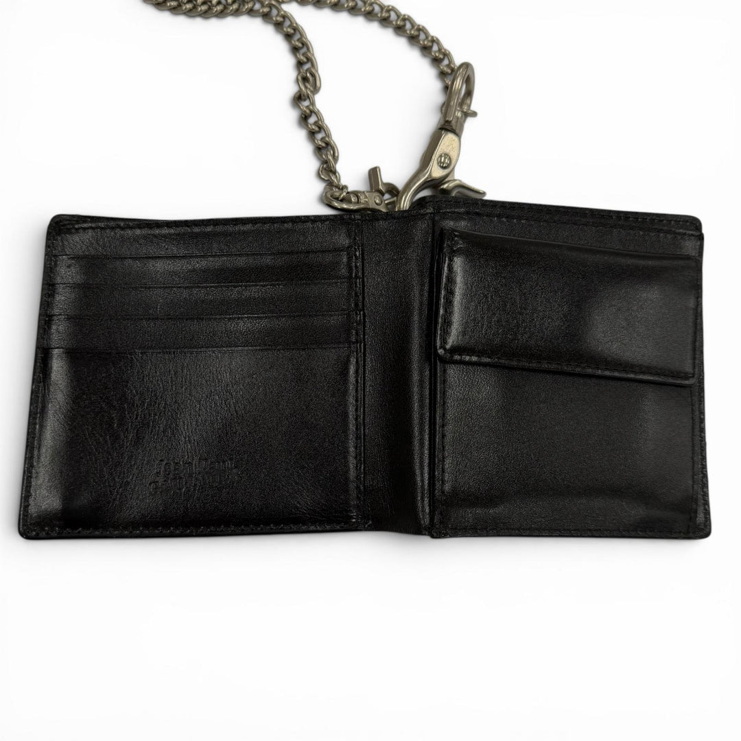 Excellent JEAN-PAUL GAULTIER Bifold Wallet black leather mens