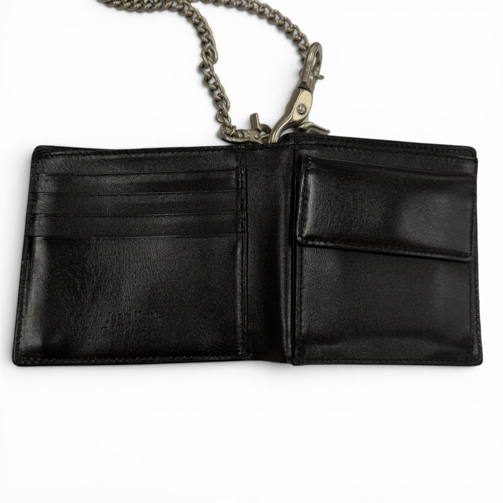 Excellent JEAN-PAUL GAULTIER Bifold Wallet black leather mens
