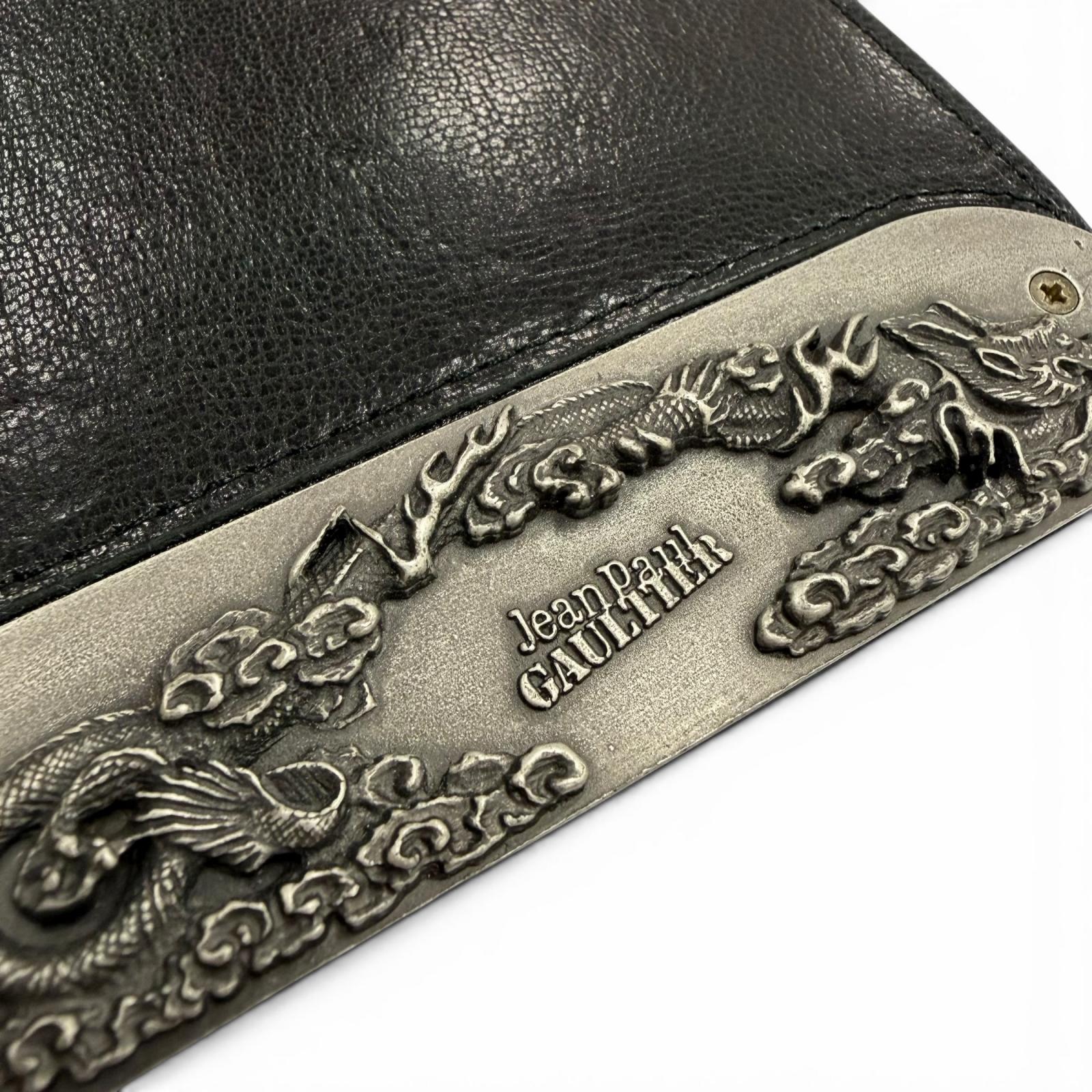 Excellent JEAN-PAUL GAULTIER Bifold Wallet black leather mens