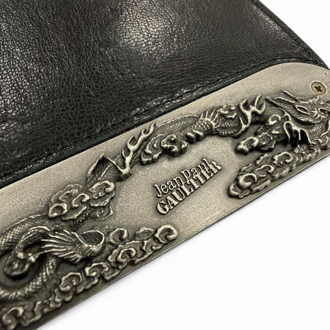 Excellent JEAN-PAUL GAULTIER Bifold Wallet black leather mens