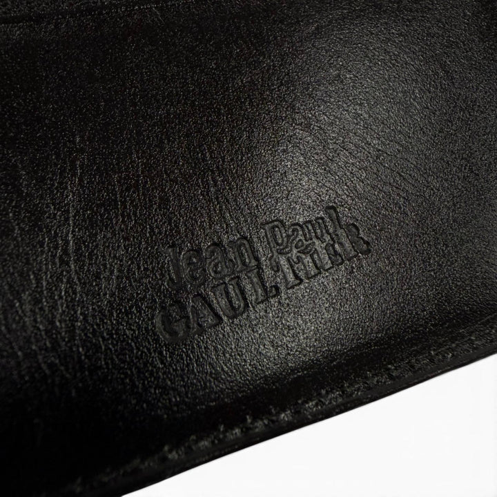 Excellent JEAN-PAUL GAULTIER Bifold Wallet black leather mens