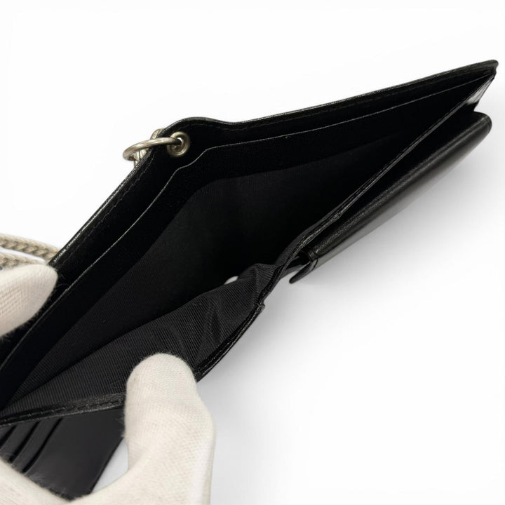Excellent JEAN-PAUL GAULTIER Bifold Wallet black leather mens