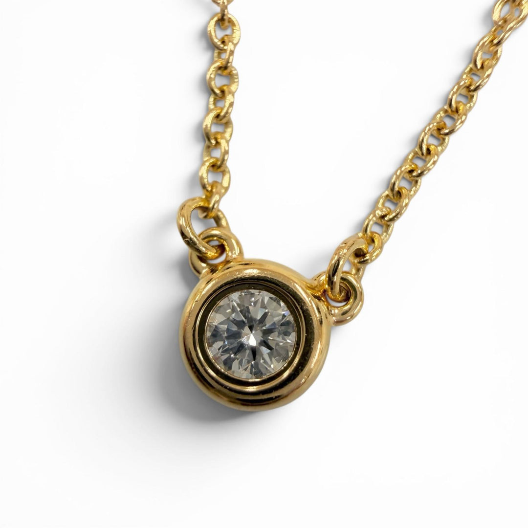 Great TIFFANY&Co. by the Yard Single Diamond Pendant Yellow Gold 750 Women