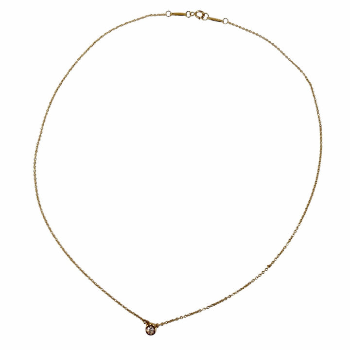 Great TIFFANY&Co. by the Yard Single Diamond Pendant Yellow Gold 750 Women