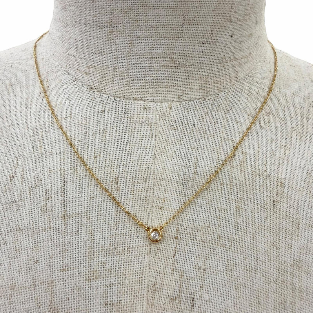 Great TIFFANY&Co. by the Yard Single Diamond Pendant Yellow Gold 750 Women