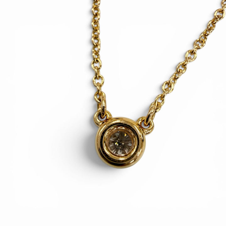Great TIFFANY&Co. by the Yard Single Diamond Pendant Yellow Gold 750 Women