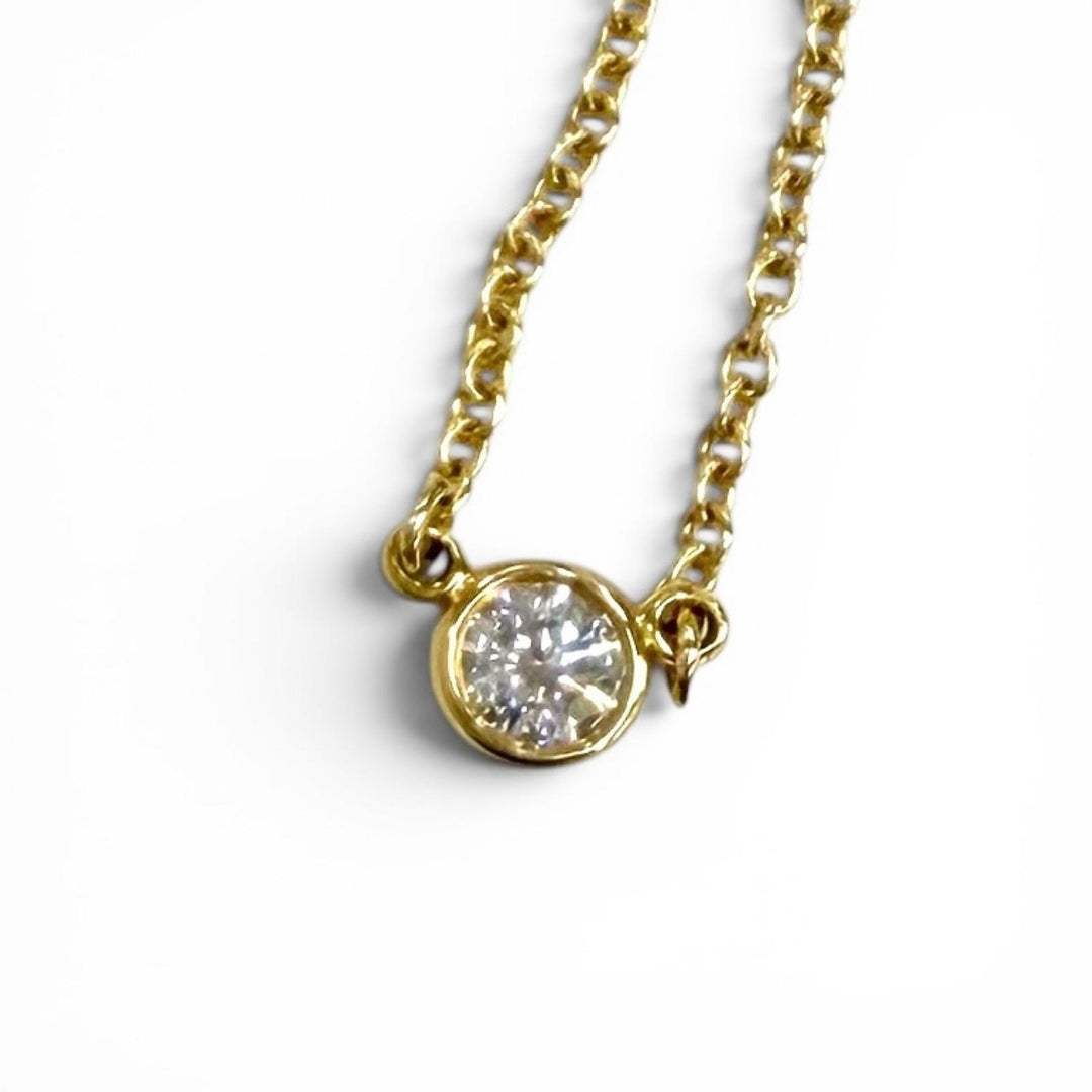 Great TIFFANY&Co. Necklace By the Yard 1P Diamond Necklace Yellow Gold AU750