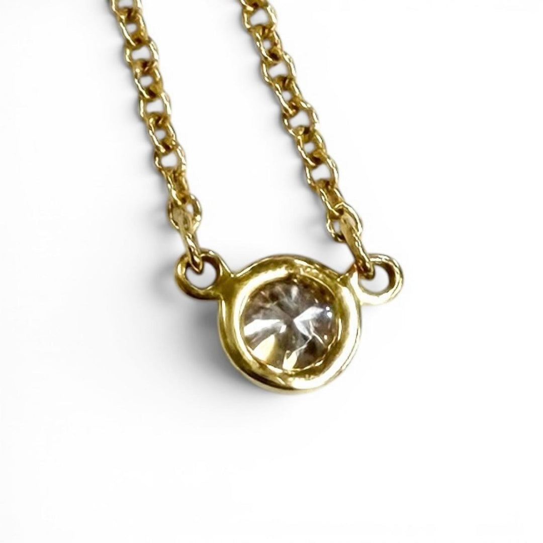 Great TIFFANY&Co. Necklace By the Yard 1P Diamond Necklace Yellow Gold AU750