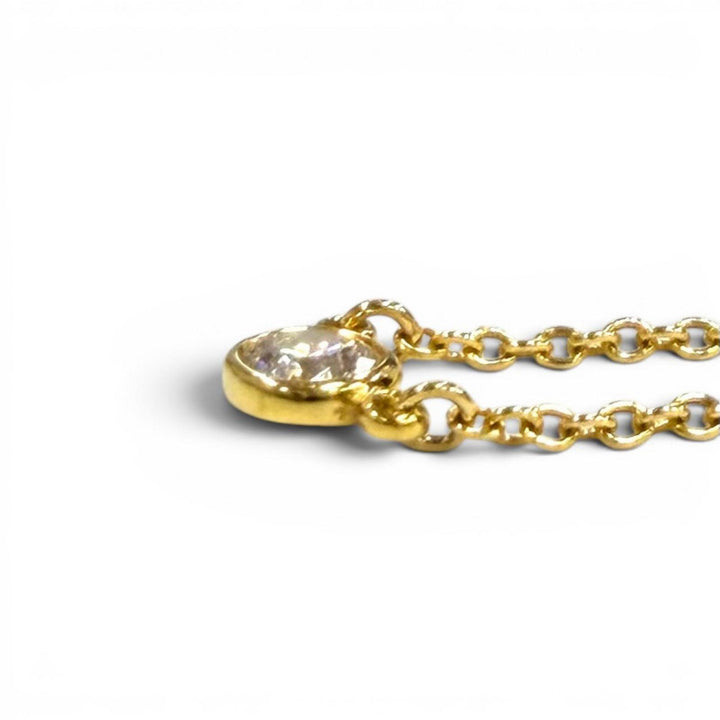 Great TIFFANY&Co. Necklace By the Yard 1P Diamond Necklace Yellow Gold AU750