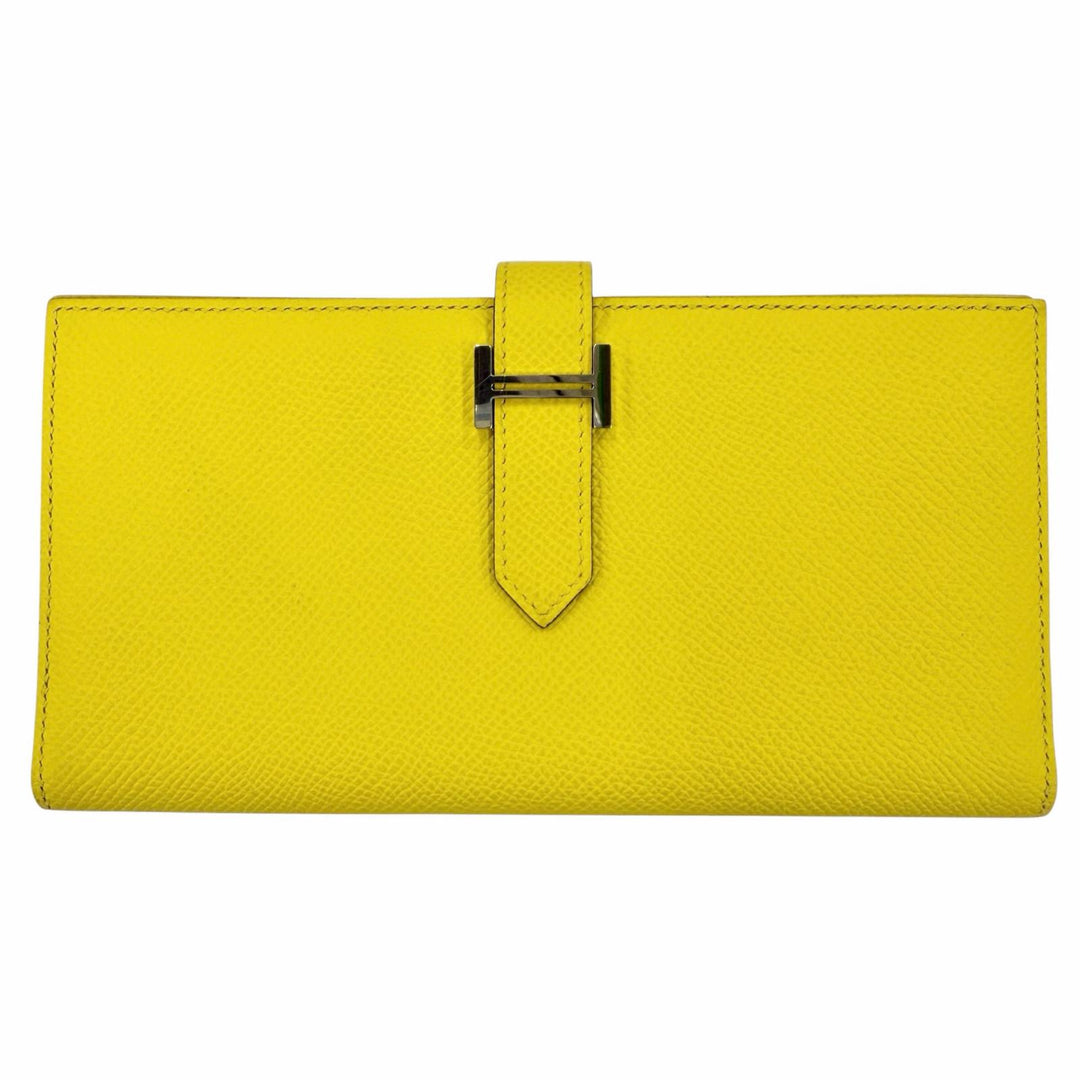 Great HERMES Purse Beansufla Long wallet Epsom Leather Women