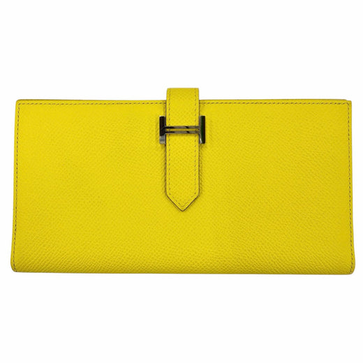 Great HERMES Purse Beansufla Long wallet Epsom Leather Women
