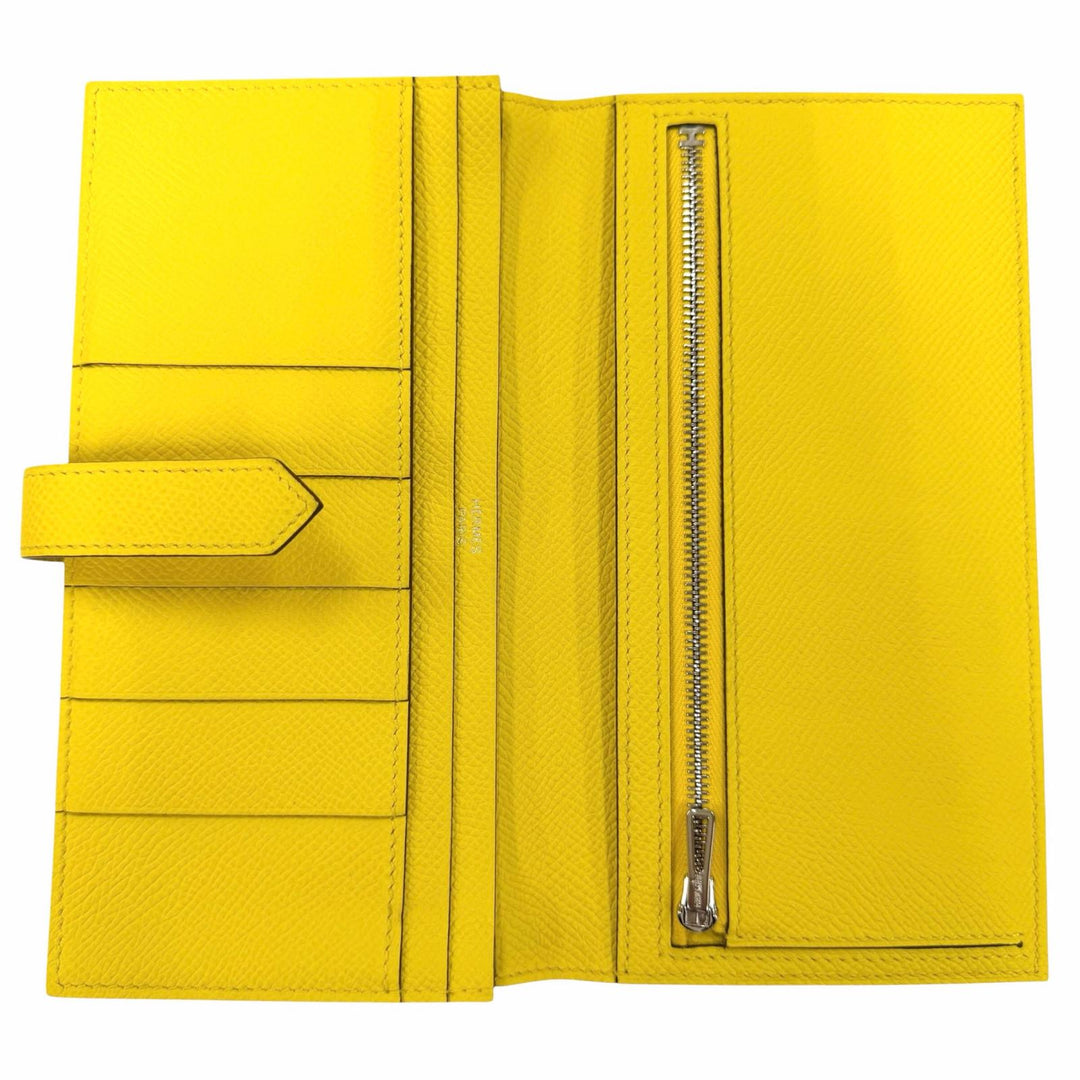 Great HERMES Purse Beansufla Long wallet Epsom Leather Women
