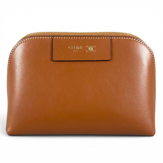 Great CELINE Pouch Medium cosmetic pouch Triomphe current model Brown Women