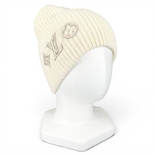 Pristine LOUIS VUITTON Knit cap Bonnet LV Headline Current product: Bron Ivory