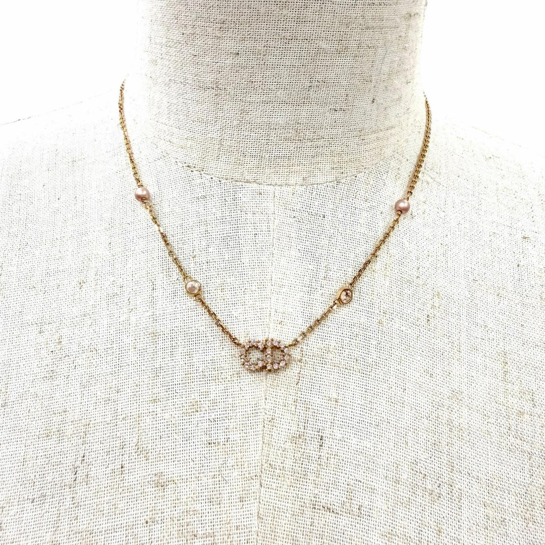 Excellent Christian Dior Clair D Lune Necklace Claire D Lune Rhinestone Pearl