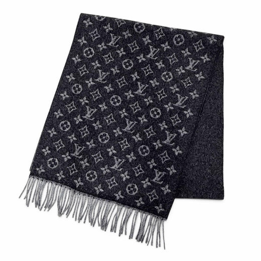 Excellent LOUIS VUITTON Scarf Escharp monogram gradient black cashmere M71607