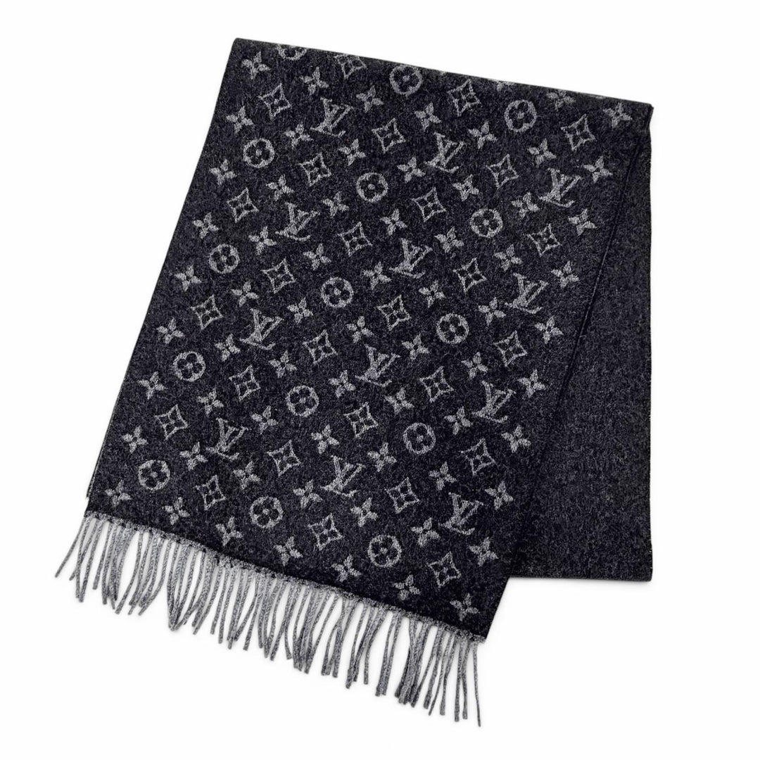 Excellent LOUIS VUITTON Scarf Escharp monogram gradient black cashmere M71607