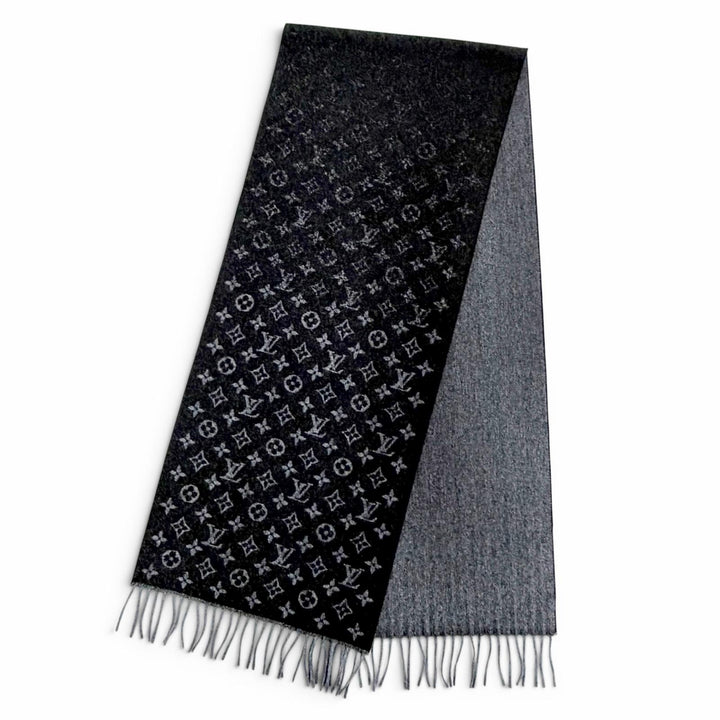 Excellent LOUIS VUITTON Scarf Escharp monogram gradient black cashmere M71607