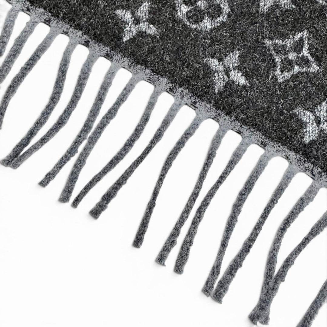 Excellent LOUIS VUITTON Scarf Escharp monogram gradient black cashmere M71607