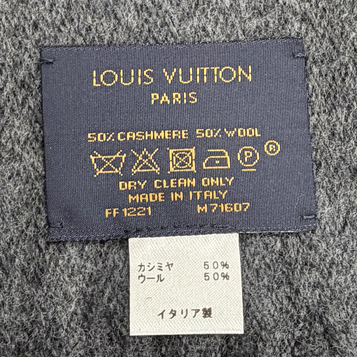 Excellent LOUIS VUITTON Scarf Escharp monogram gradient black cashmere M71607