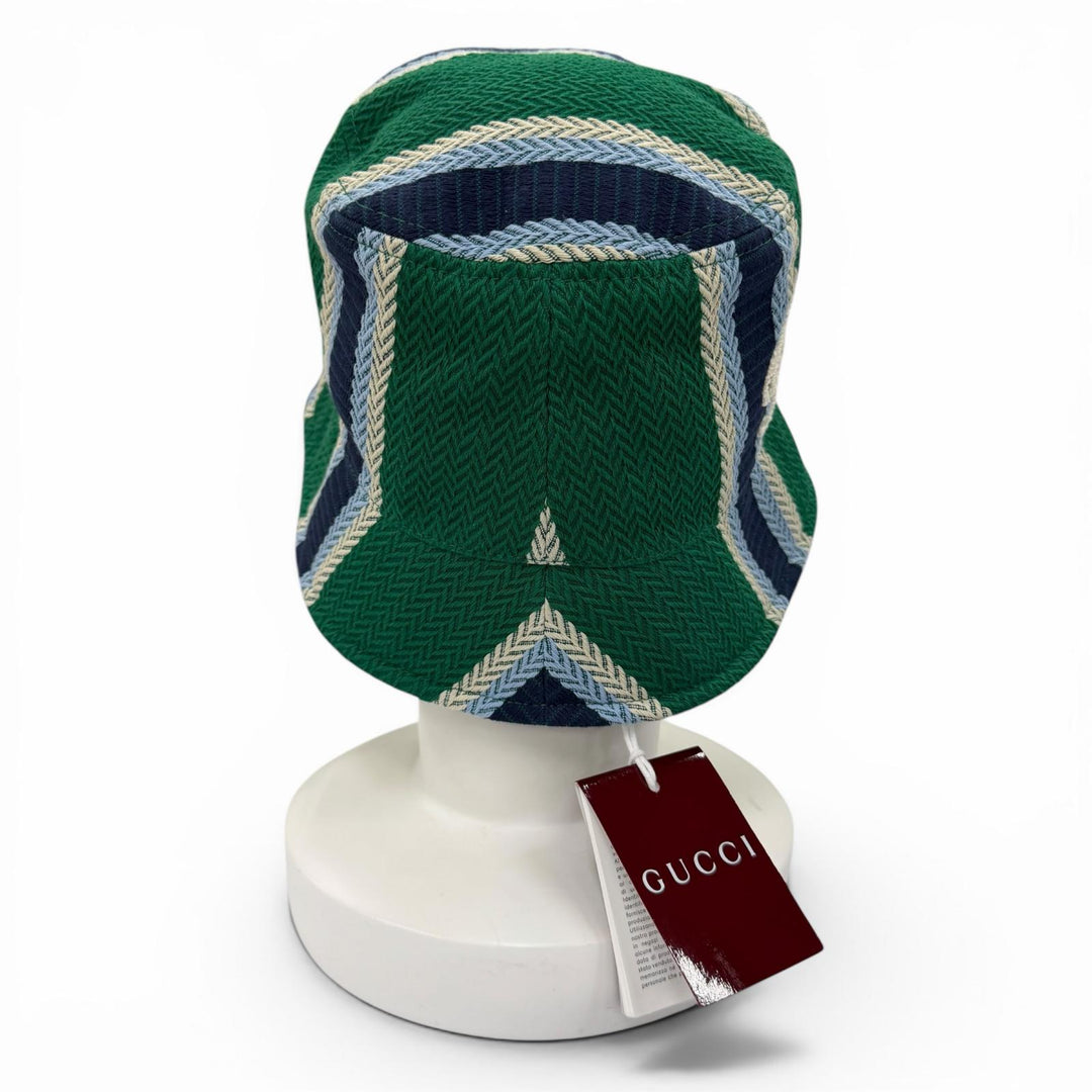 Pristine GUCCI hat Logo embroidery herringbone pattern bucket Green L 832064